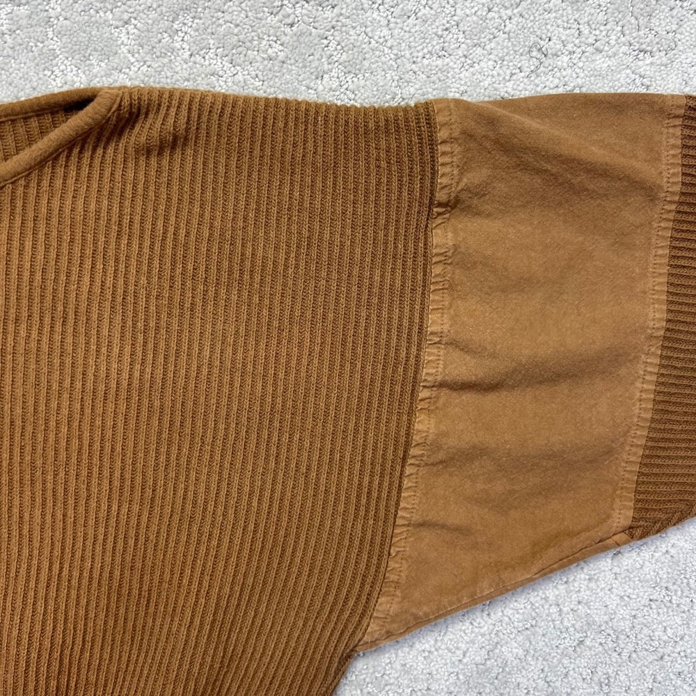 Vanessa Vintage Brown Ribbed Cotton Dolman Sleeve Cropped Sweater Womens Medium - Picture 4 of 14